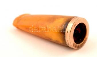 Borostyán szipka, eredeti dobozában, h: 5 cm