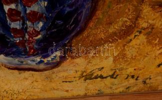 Olvashatatlan jelzéssel: Virágcsendélet. Olaj, farost, keretben, 50×40 cm