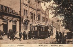 Újvidék, Novi Sad; Szűcs utca, villamos, gyár / street, tram, factory (r)