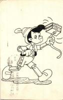 1943 Pinocchio, handmade postcard, s: Karikó (EK)