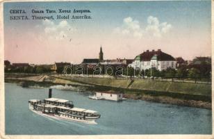 Zenta, Senta; Tisza part, Hotel Amerika / river bank, hotel (EK)