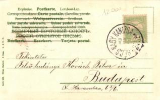 Fenyőháza, Lubochna, Tátra; Látkép, éjszakai erdős litho művészlap / general view, Art Nouveau, lith...