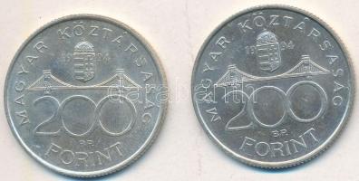 1994. 200Ft Ag "Deák Ferenc" (2x) T:2 Adamo F13.1