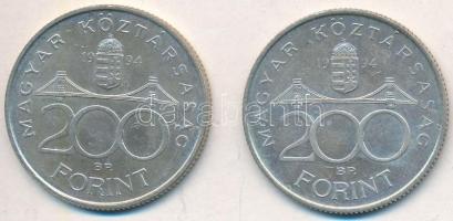 1994. 200Ft Ag "Deák Ferenc" (2x) T:2 kis patina Adamo F13.1