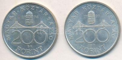 1993. 200Ft Ag "MNB" + 1994. 200Ft Ag "Deák Ferenc" T:2 Adamo F13, F13.1