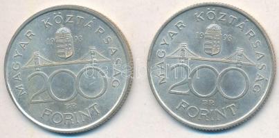 1993. 200Ft Ag "MNB" (2x) T:2 Adamo F13