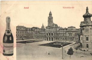 Arad, Városház tér, Andrényi pezsgő reklám / town hall square, champagne advertisement