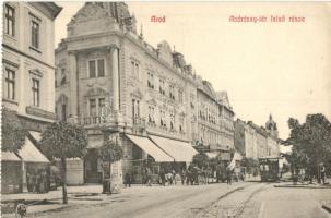 Arad, Andrássy tér felső része, villamos, autóbusz / square, tram, autobus