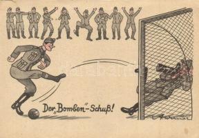 Der Bomben Schuss! WWII German military postcard, humour, s: A. Werner (kis szakadás / small tear)