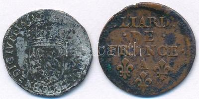 Franciaország 1656A 1L Cu "XIV. Lajos" + 166?D 1/12E Ag "XIV. Lajos" (2,4g) T:2-...