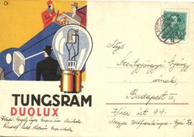 Tungsram Duolux reklám képeslap / light bulb advertisment postcard (EB)