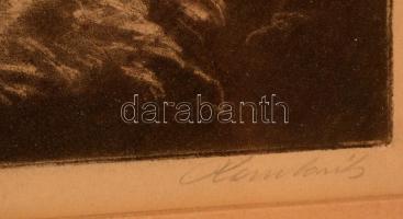 Paulovits Pál (1892-1975): Legyen meg a te akaratod. Rézkarc, papír, jelzett, üvegezett keretben, 31...