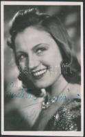 cca 1940 Szörényi Éva (1917-2009) színésznő dedikált fotólapja, 13x8 cm.
