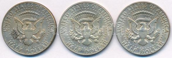 Amerikai Egyesült Államok 1967 1/2$ Ag "Kennedy" + 1968D 1/2$ Ag "Kennedy" + 196...