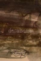 Patay László (1931- 2002): Kilenclyukú híd. Akvarell, papír, jelzett, üvegezett keretben, 31×44 cm