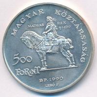 1990. 500Ft Ag "Mátyás király / Beatrix" T:BU kis patina Adamo EM113