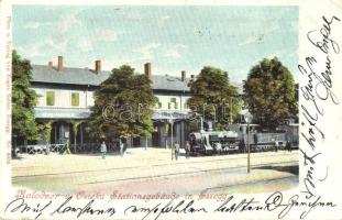 Eszék, Esseg, osijek; vasútállomás, gőzmozdony / railway station, locomotive  (EK)