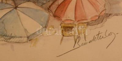 cca 1960 Paris Place du Tertre, színes nyomat üvegezett keretben, 29×37 cm