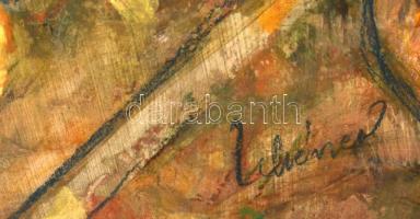 Schéner jelzéssel: Dísznapraforgók, olaj, farost, keretben, 68,5×38,5 cm