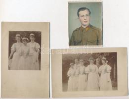 cca 1950 3 db színezett fotó, különböző méretben