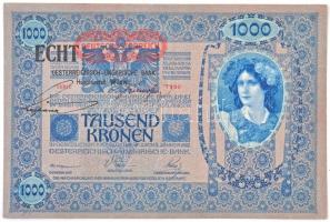 1902. 1000K piros "DEUTSCHÖSTERREICH" és " ECHT OESTERRECIH-UNGARISCHE BANK HAUPTANST...