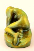 Zsolnay eozinmázas fekvő akt, jelzett, hibátlan, 24x14x12 cm