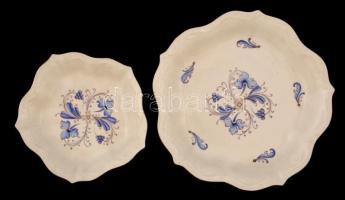 Aquincumi porcelán bonbonier, 2 db tálka, kézzel festett, jelzett, hibátlan, összesen 3 db, d: 16 és...