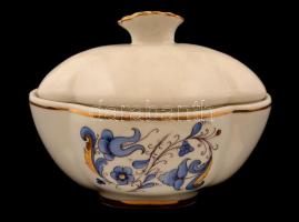 Aquincumi porcelán bonbonier, 2 db tálka, kézzel festett, jelzett, hibátlan, összesen 3 db, d: 16 és...