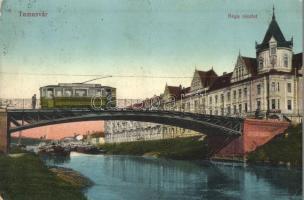 Temesvár, Timisoara; Béga részlet, villamos / river, tram (EK)