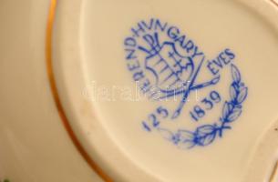 Herendi petrezselyemmintás porcelán ékszertartó dobozka, kézzel festett, jelzett, hibátlan, 7x7x5 cm