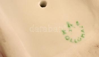 Hollóházi porcelán spániel, kézzel festett, jelzett, kopásnyommal, m: 13 cm