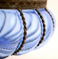 Öblös üveg kínálótál, spiáter testtel, jelzés nélkül, hibátlan, m: 18 cm., d: 20 cm