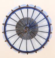 Öblös üveg kínálótál, spiáter testtel, jelzés nélkül, hibátlan, m: 18 cm., d: 20 cm