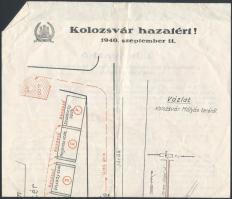 1940 Kolozsvár, meghívó a bevonulási ceremóniára és az esemény programja, térképes segédlet / invita...