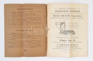 1912 Nagyszeben, Hess Viktor első hídmérleggyára Magyarország Erdélyrészében. Képes árjegyzék, félbe...