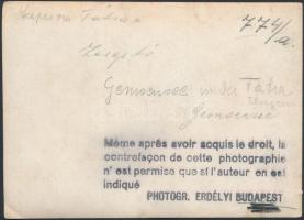 cca 1910-1915 Magas-Tátra, Alsó-Zerge-tó, Erdélyi Mór felvétele, hátoldalon feliratozva, 11x16 cm / ...