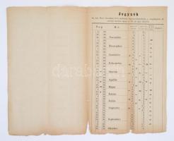 cca 1870 Jegyzék sz. kir. Pest városában lévő nyilvános légszesz-lángoknak, a megálapított II. soroz...