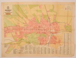cca 1940 Miskolc térképe, kiadó Királyfalvy Aladár könyvkereskedő, Klösz György és Fia. Hajtogatva.82 x 61 cm.