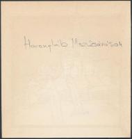 Kós Károly (1883-1977): Harangláb Mezőcsáváson, színezett linómetszet, papír, jelzés nélkül, hátuljá...