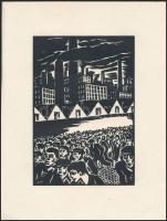 Frans Masereel (1889-1972): Tömeg, fametszet, papír, jelzett a dúcon,16×11 cm