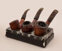 Pipagyűjtemény különféle márkájú és anyagú pipákkal, pipatartókkal, pipaszurkálókkal,  összesen:12+ ...