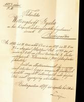 1897 Wiettinghof Gyula (1867-1909) m. kir. központi dohányjövedéki igazgatósági fogalmazó előlépteté...