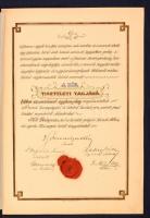 1894 A budapesti I. kerületi polgári kör közgyűlésének tiszteletbeli taggá nyilvánító oklevele Gerló...