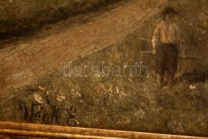 Végh Erzsébet (?-?): Legelő gulya, olaj, vászon, fa keretben, 28,5×19 cm