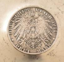 1966 Landes-Turnier Hamburg ezüst (Ag.) tál, érem berakással, jelzett, d: 14 cm., nettó: 166.4 gr