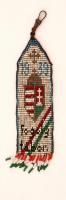 Koronás magyar címeres gyöngy akasztó, 1939-es évszámmal, fogolytábori emlék, h: 17 cm.