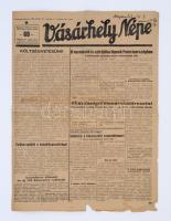 1948 A hódmezővásárhelyi Vásárhely Népe 5. évf. 244. száma érdekes írásokkal, a szegedi törvényszék érkeztető bélyegzőjével