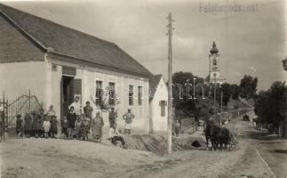 1934 Felsőmindszent, Mindszentgodisa; Bayerle József vegyeskereskedése, utcarészlet, templom, photo