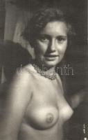 Nude lady, erotic postcard, photo (ragasztónyomok / gluemarks)