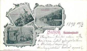 1898 Siófok, Dr. Ney villa, hajóállomás, korzó, kiadja Weiss L. és F. Art Nouveau (b)